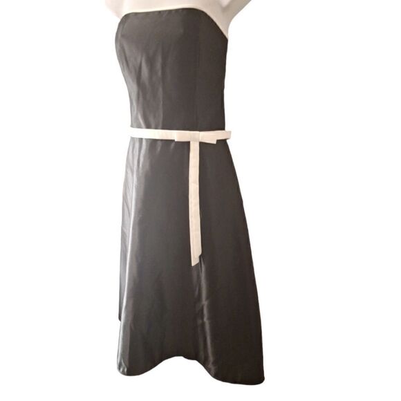Scott McClintock vintage black/ white trim satin strapless formal dress 10 - Picture 2 of 8